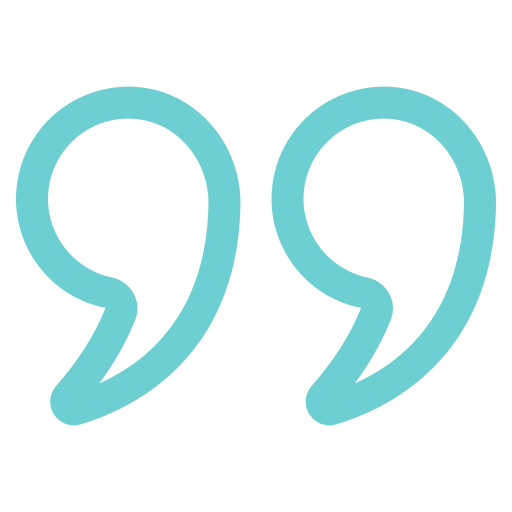Blue quotation marks on black background.